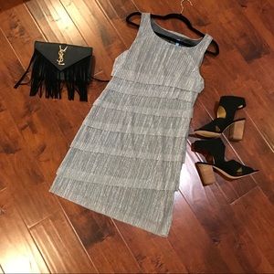 Silver Gray Chiffon Gatsby Cocktail Dress